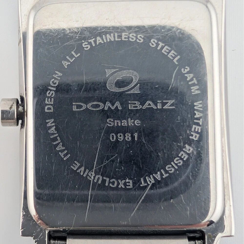 Dom Baiz Snake Watch Mens Silver Stainless Steel Italian Design 0981 Date Window